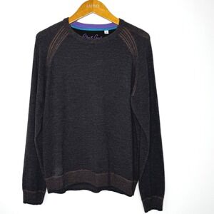 Robert Graham Crew‎ Neck Sweater Wool Men's Large Brown